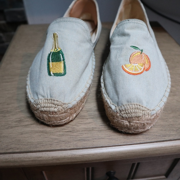 Soludos Mimosa Embroidered Wine Orange Espadrilles Slip On Flats Size 9 Jute - Picture 3 of 13